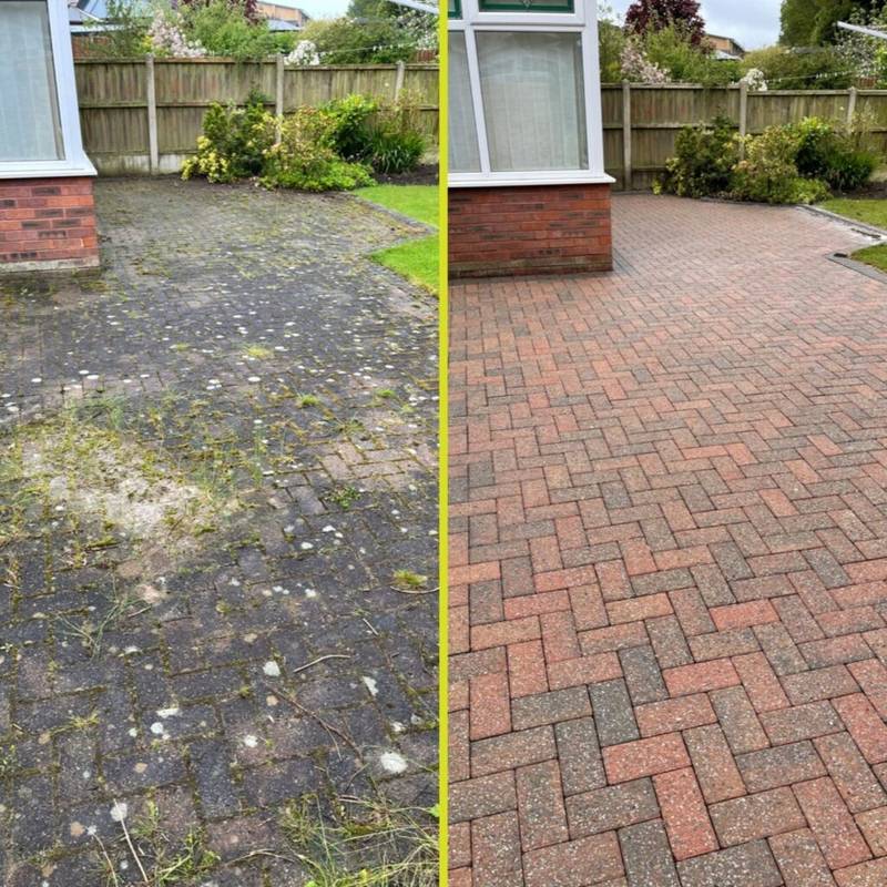 Before and after Block Paving Cleaning