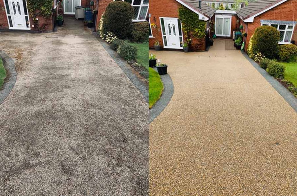 Before and after Driveway Cleaning