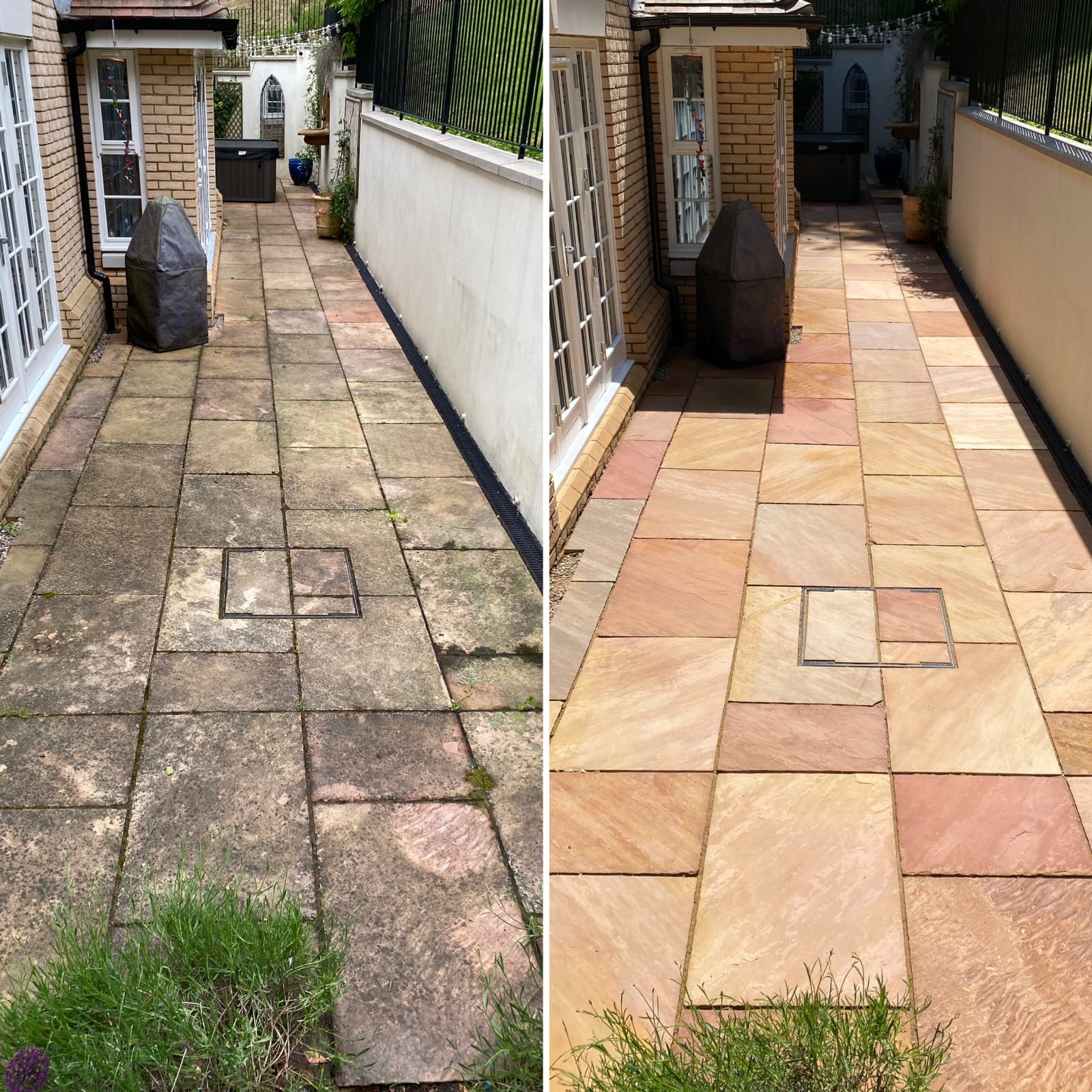 Before and after Patio Stone Cleaning