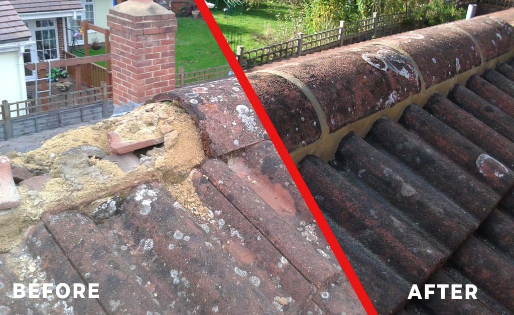 Before and after Roof Ridge Repair